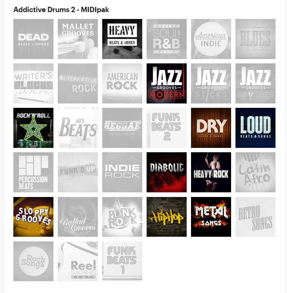 XLN Audio Addictive  Drums 2 - 10 MIDIpaks